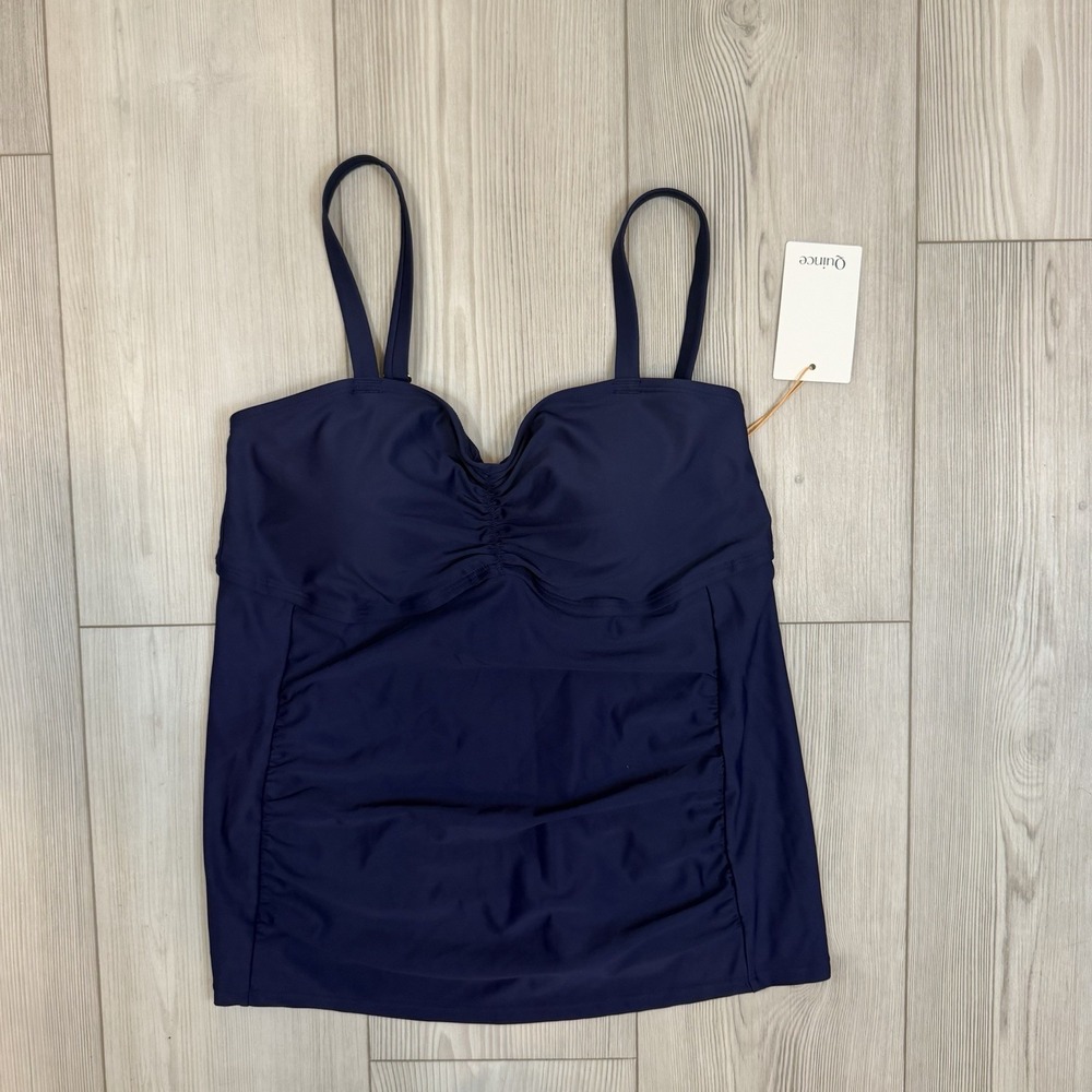 Quince Medium Maternity Tankini Top Swim Swimsuit Navy Bathing Suit Italian NWT